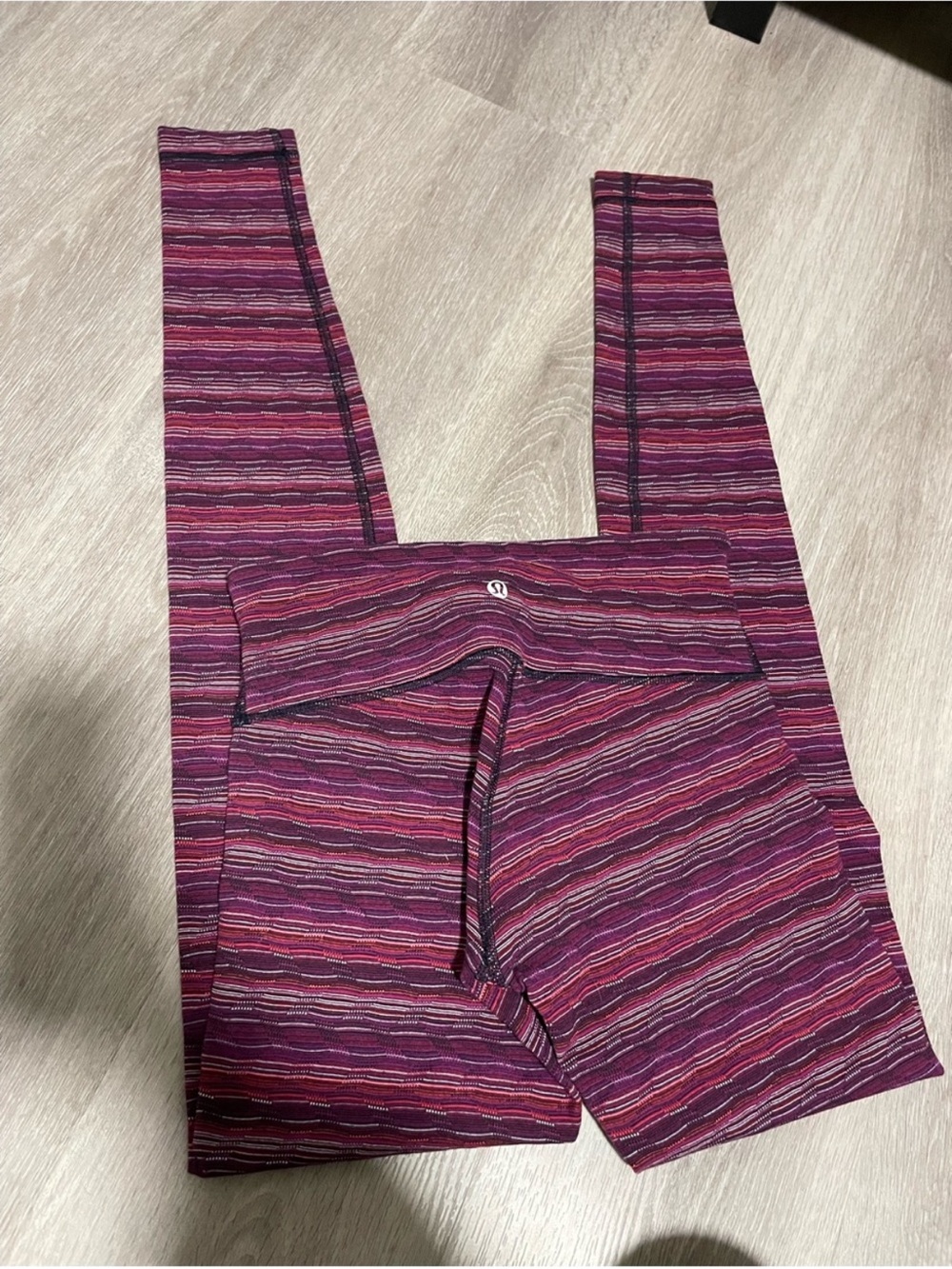 lululemon athletica Pink & Purple Striped High-Rise Leggings